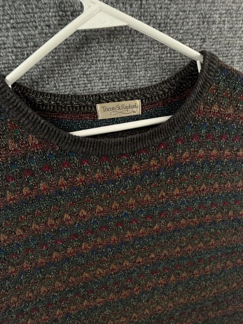 Tricots St Raphael XL Colorful Knit Geometric Art Pullover USA Coogi Style Adult